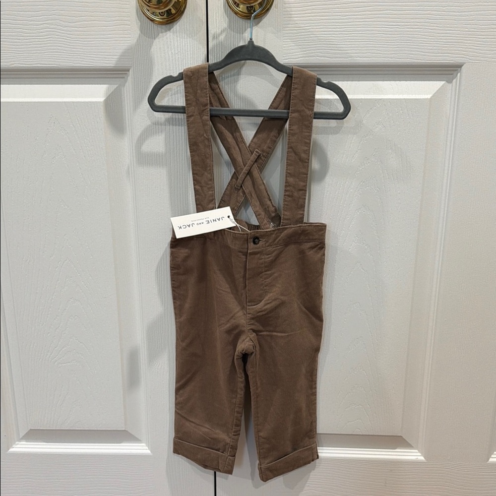 Janie and Jack Brown Corduroy Cross-Back Overalls NWT 12-18 months